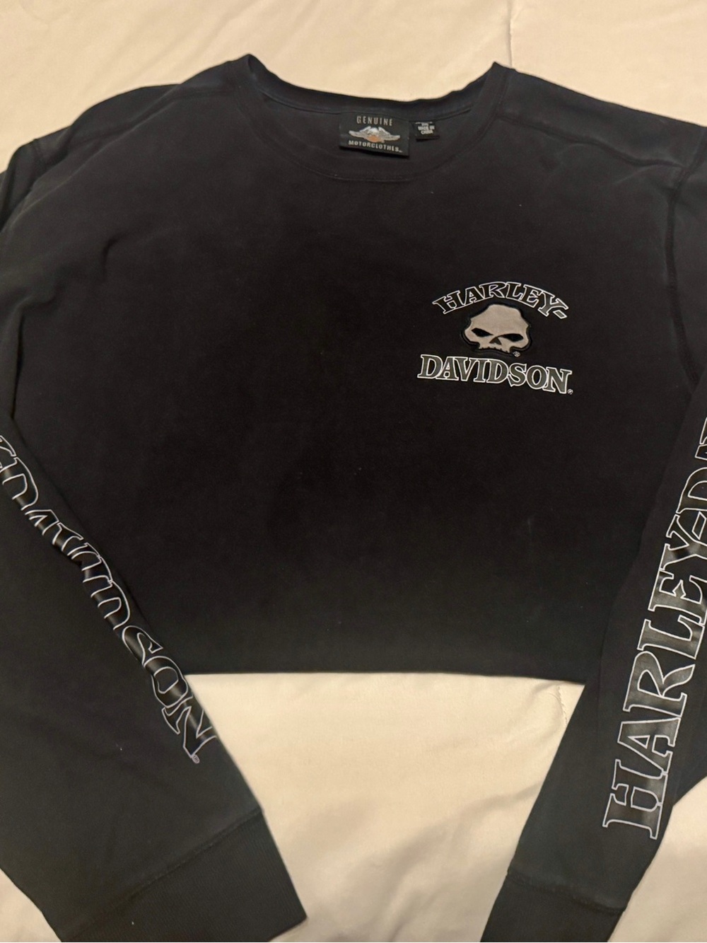 Harley-Davidson Black Tee with White Wing Logo and Orange Accent